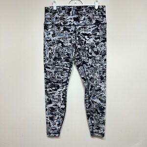 Lululemon Wunder Under Marbled Print Leggings Black Gray 12 Women
